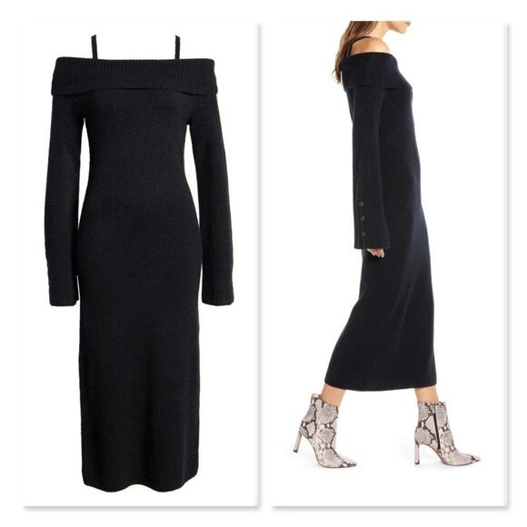 Something Navy Cold Shoulder Sweater Dress - Picture 2 of 13